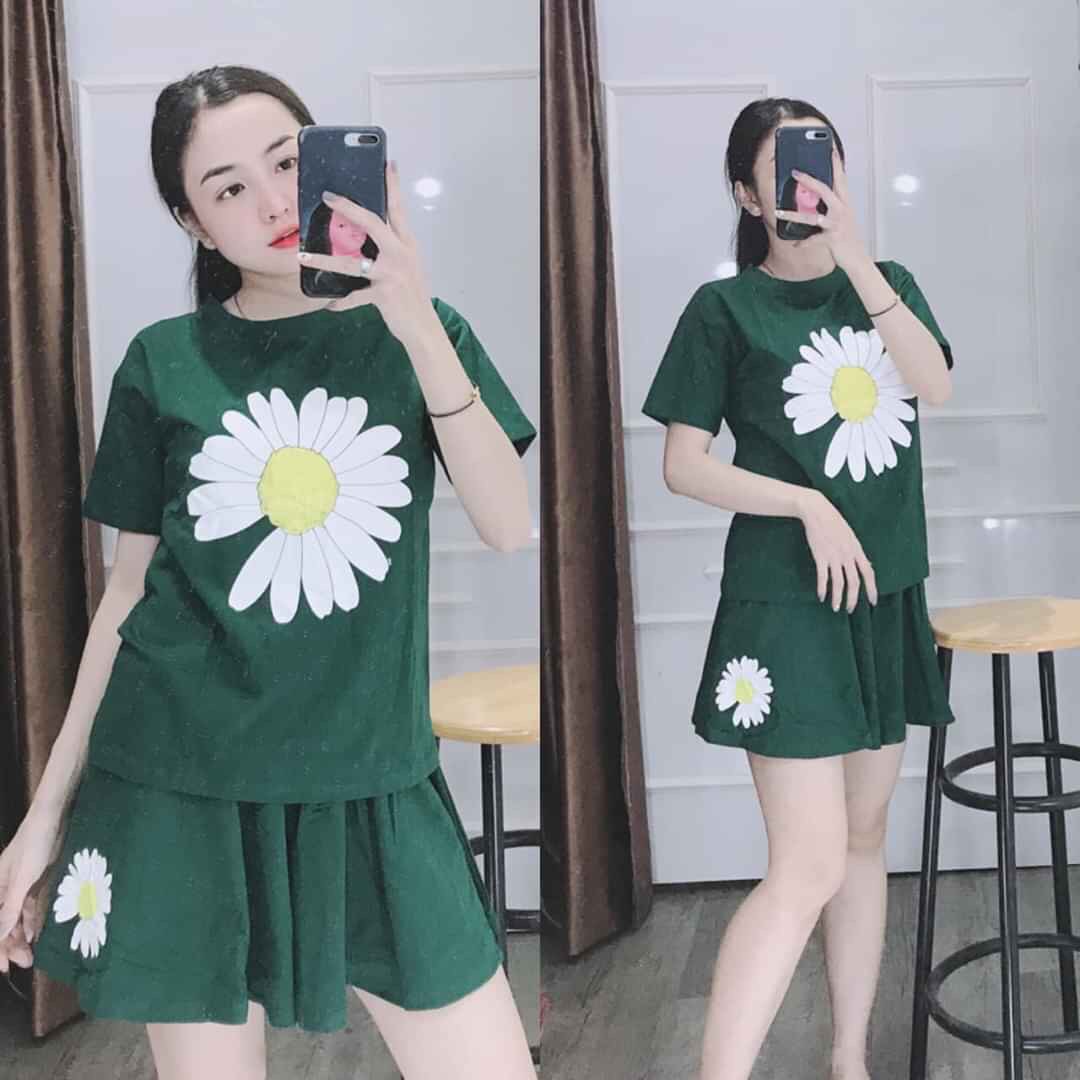 Đồ bộ nữ quần giả váy hoa cúc siêu xinh nhiều màu / có size XXL