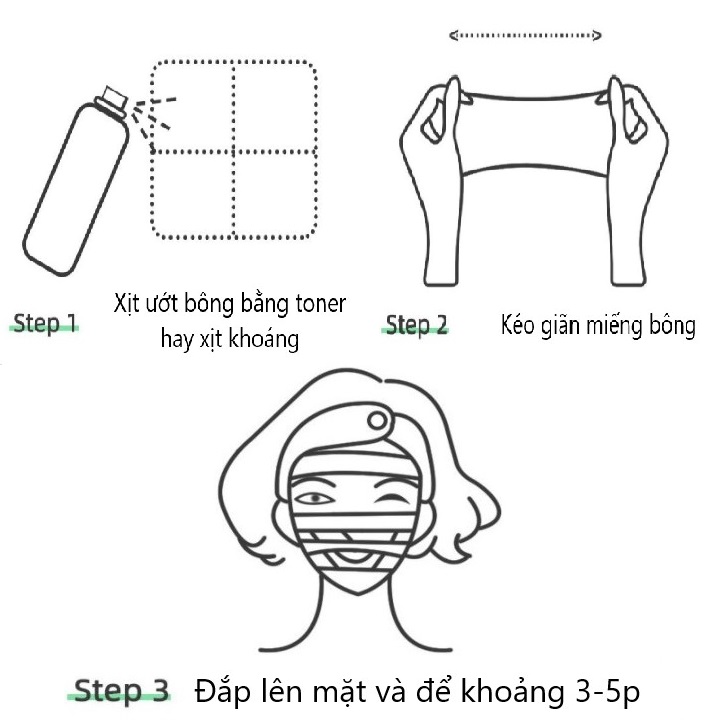 Bông đắp toner, bông đắp mặt nạ ROMIMIU Wet Cotton Dressing 200 miếng (RM21)