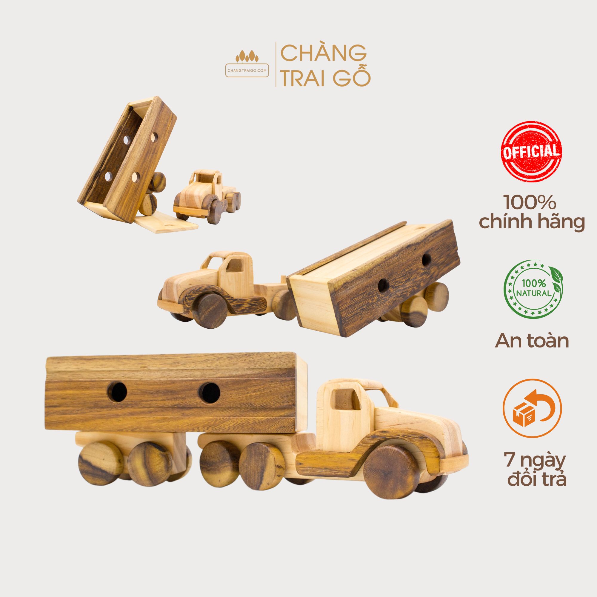 Xe container - đồ chơi gỗ cho bé | chàng trai gỗ