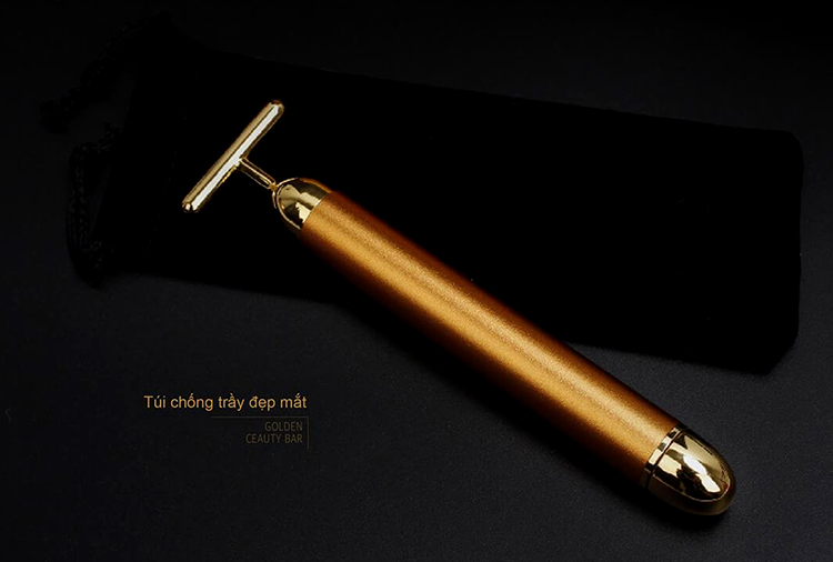 Máy massage mặt Energy beauty bar gold 24k, chăm sóc da, thon gọn mặt... (14.3x3.4x1.8cm)