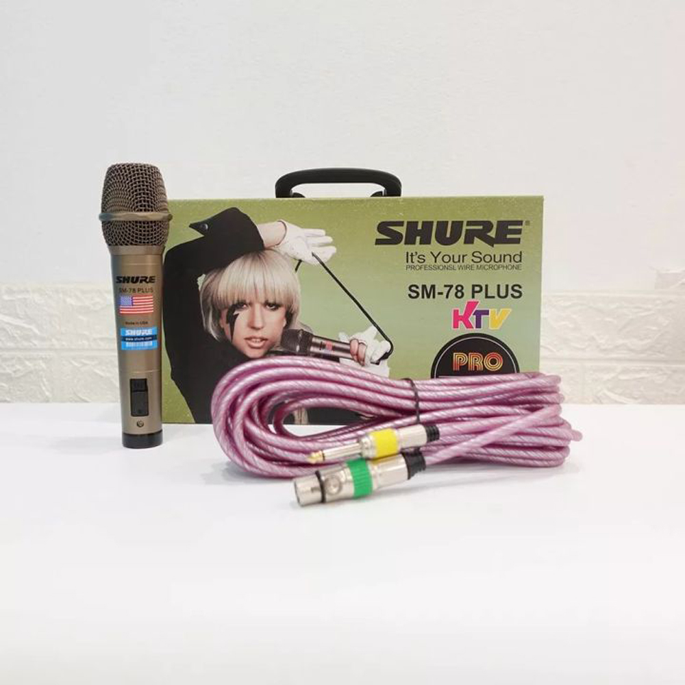 Micro có dây loại xịn, micro có dây shure sm-78 plus cao cấp, micro karaoke gia đình, hát cực nhẹ, chất âm sáng, chống hú rít cực tốt, dây dài 7m - bảo hành 12 tháng