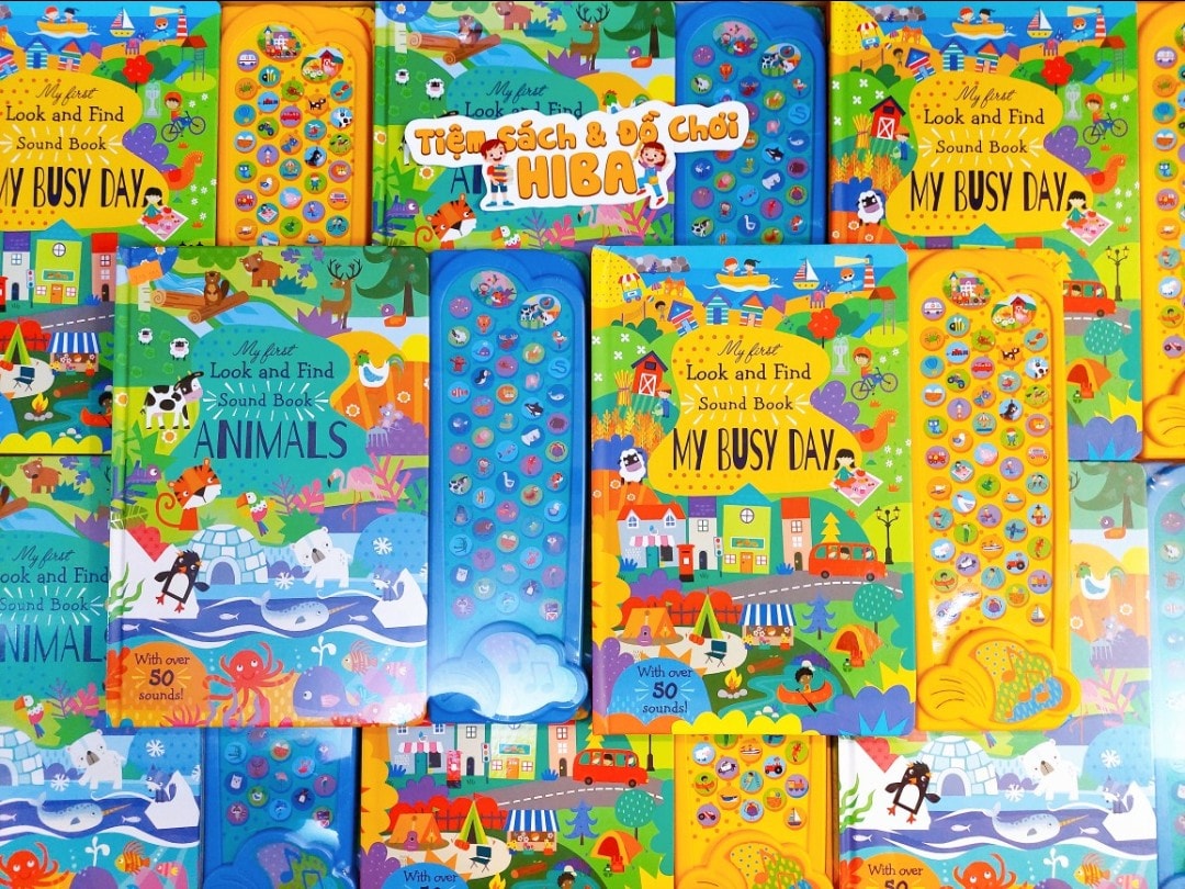 Sách âm thanh 50 nút bấm - my first look and find sound book animals - my busy day