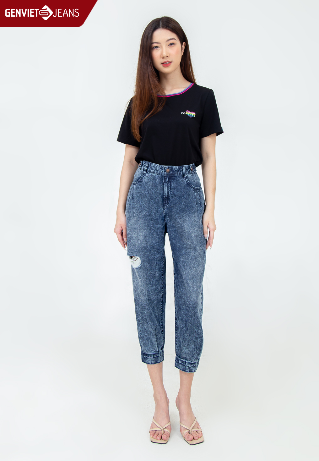 Quần jeans nữ jogger tq111j2133 genviet jeans