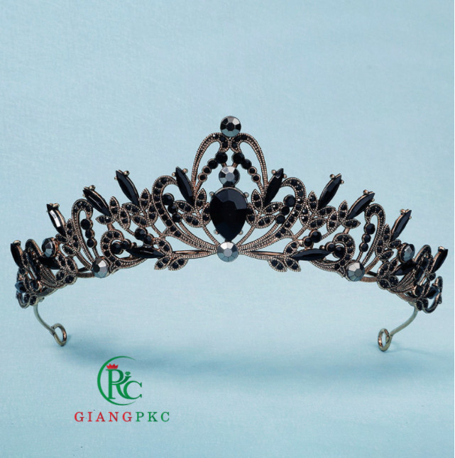 Vương miện cô dâu đá đen dáng thấp Giangpkc 11-2021 HCM