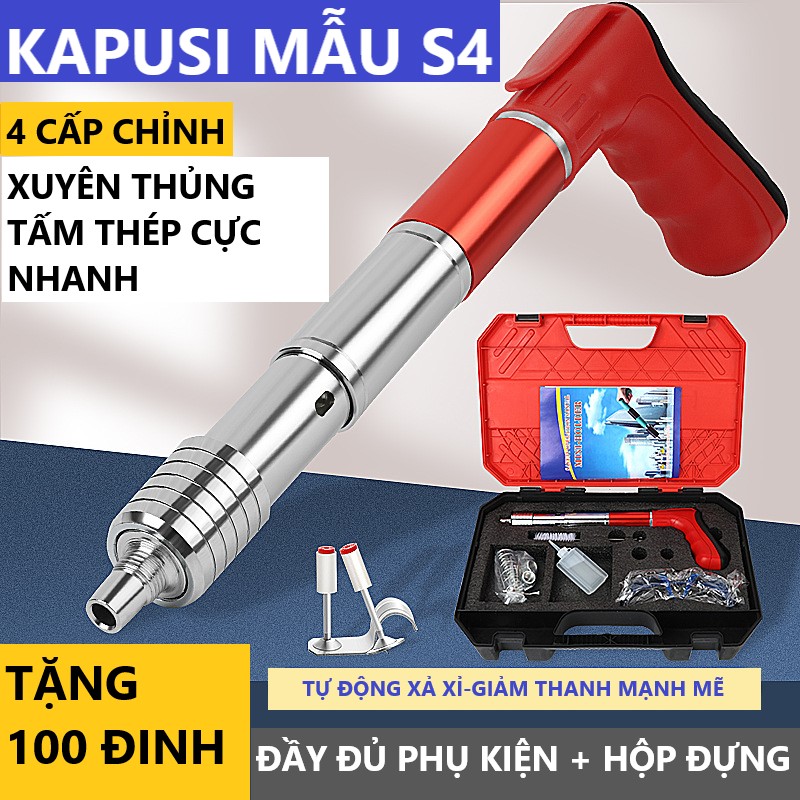 Máy Bắn Đinh Hạt Nổ Mẫu Mới Nhất 2024 Bắn Đinh Bê Tông S4 ( Tặng Kèm 100 Đinh )