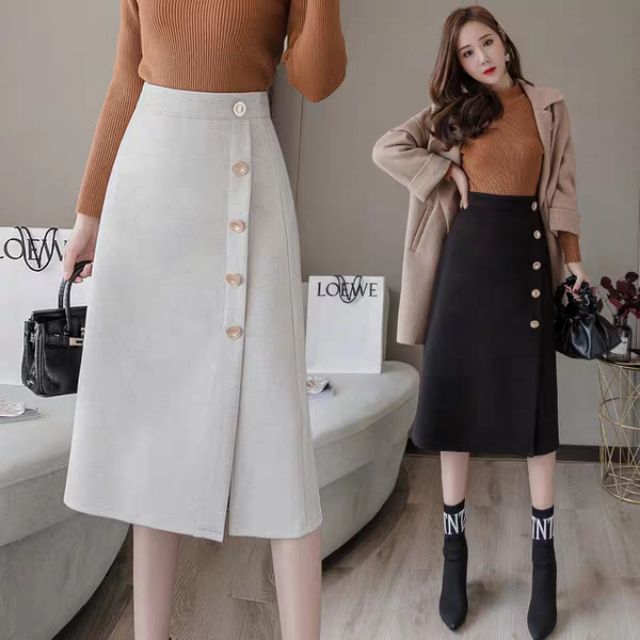 (Big size) Chân váy A dài hàng cúc C090, thiết kế thời trang, sang trọng, đường may tỉ mỉ chắc chắn