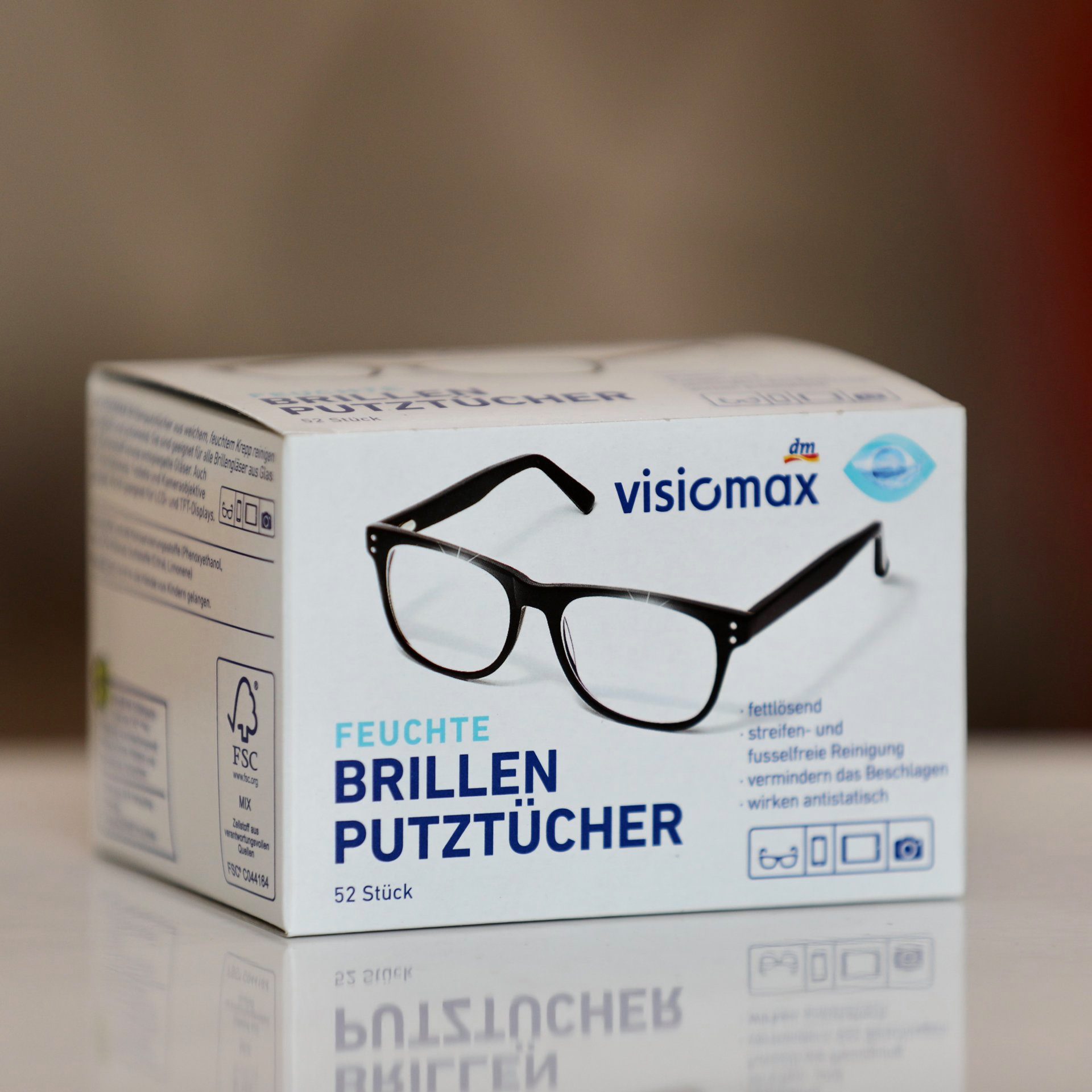 Hộp khăn lau kính, giấy lau kính Visiomax 52 tờ siêu sạch chống bám bụi trở lại