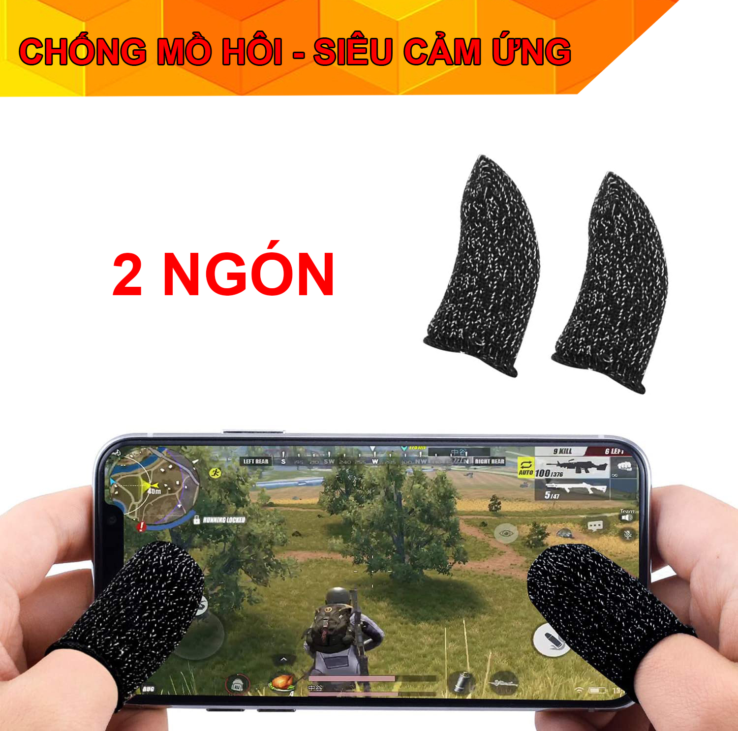 Bộ 2 chiếc bao tay chơi game - găng tay chơi game - bao tay chơi pubg,  bao tay chống mồ hôi chơi game, bao tay chơi freefire, liên quân, bao tay chơi gane