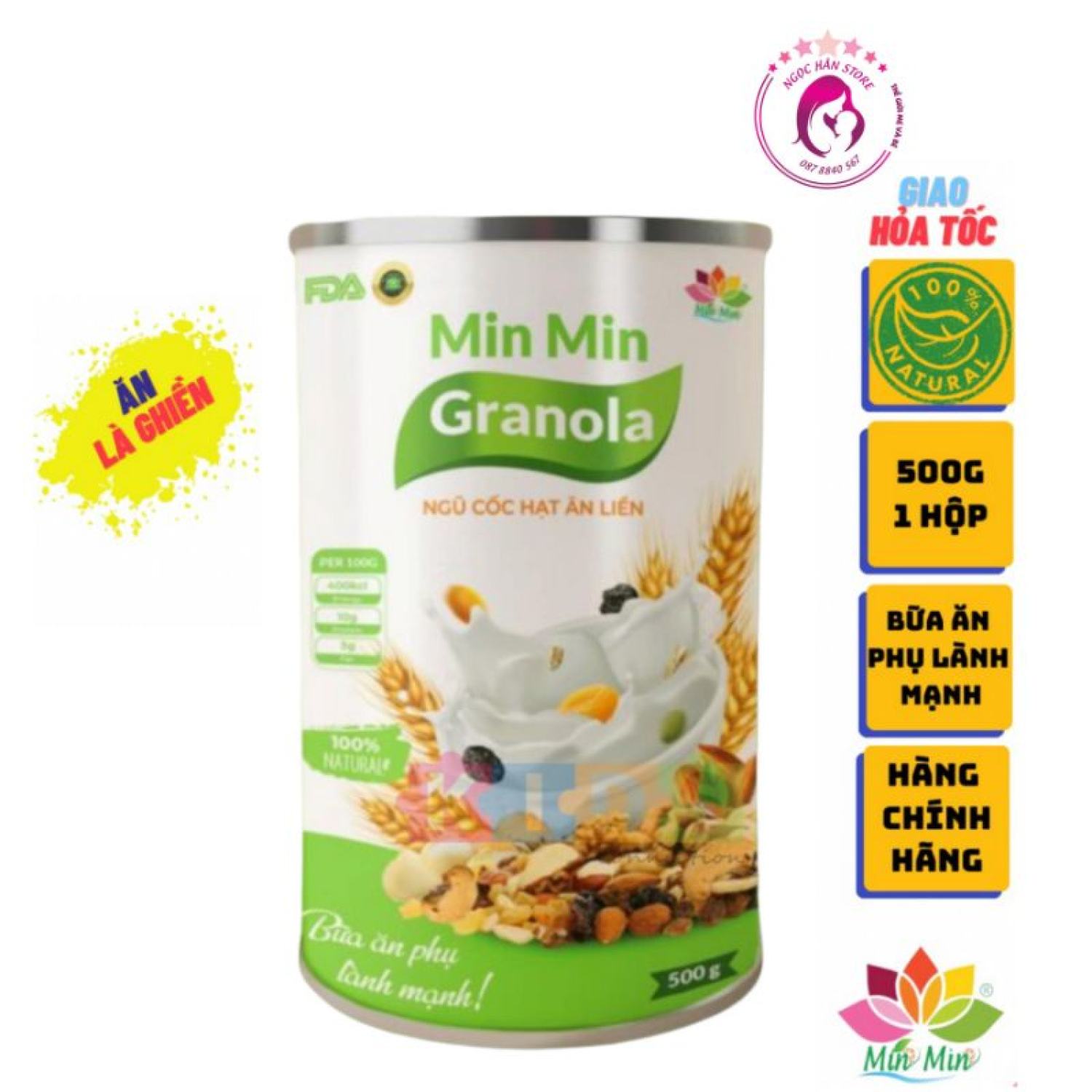 Ngũ cốc Mix hạt Và hoa quả sấy khô cao cấp Min Min - Granola ăn liền Min Min