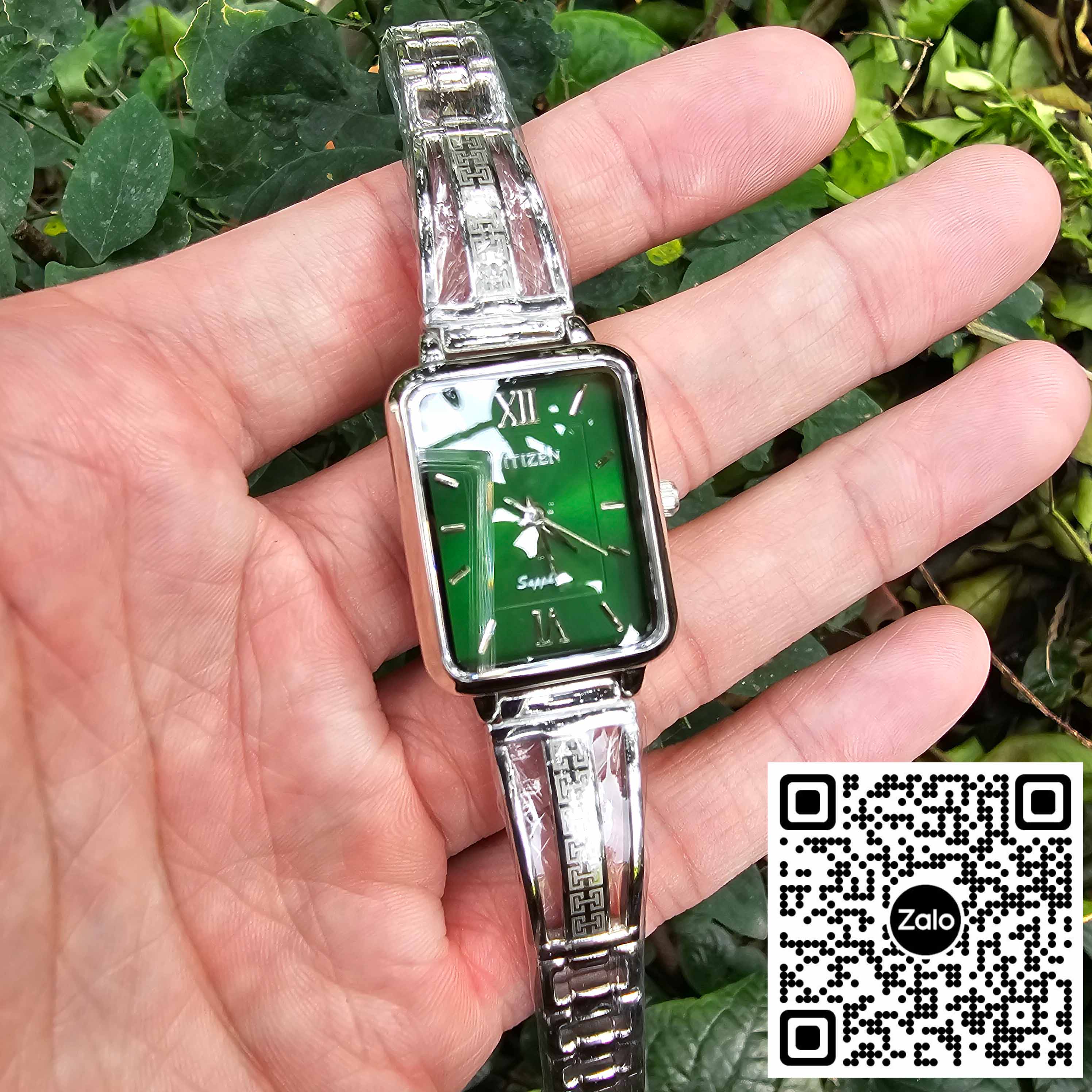 Đồng hồ pin nữ Citizen 7144 mặt xanh ngọc dây inox máy nhật bảo hành 5 năm