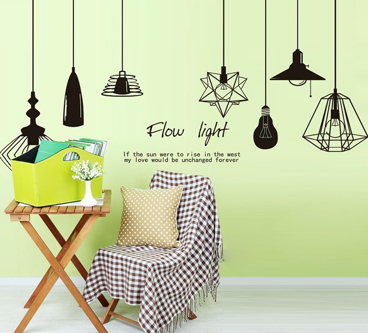 Decal dán tường Dây đèn đen - P12 - Vivadecal