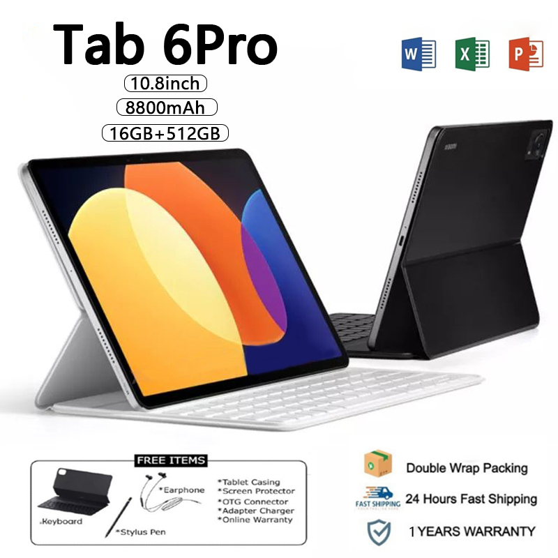 Máy tính bảng X6 Pro nguyên bản mới nhất Màn hình 10,8 inch RAM16G + ROM512G 24 + 58MP máy tính bảng full HD Máy tính bảng Android12.0 4G/5G WIFI cho trẻ em học vẽ máy tính bảng giá rẻ miễn phí vận chuyển COD