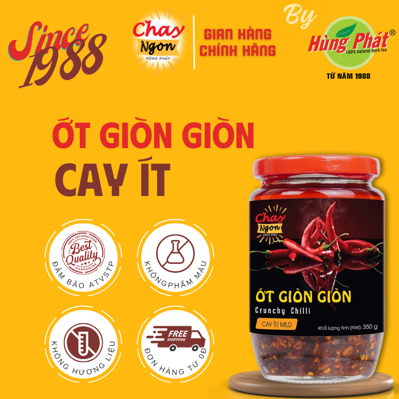 Ớt giòn giòn cay ít chay ngon hùng phát hũ 320g thích hợp cho người tập ăn cay