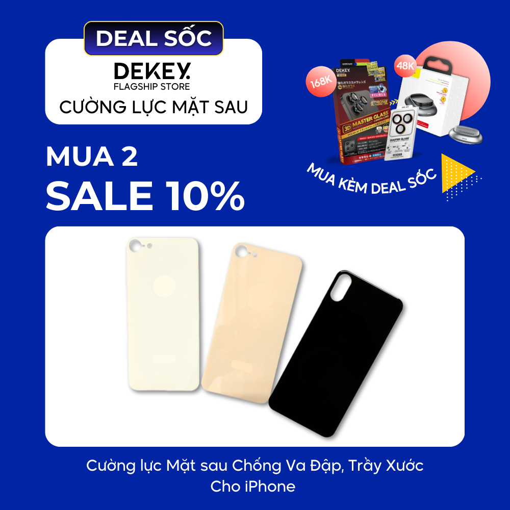 Kính Cường Lực SENTERY Powered by DEKEY Mặt Sau Cường Lực Dán Cho iPhone 7/7Plus/8/8Plus/X/XS/Xr/XsMax Miếng Dán Cường Lực Mặt Sau