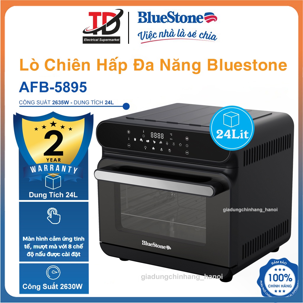 Nồi chiên hấp đa năng bluestone afb-5895, 24lit- 2600w, hấp chiên 2in1, hàng chính hãng