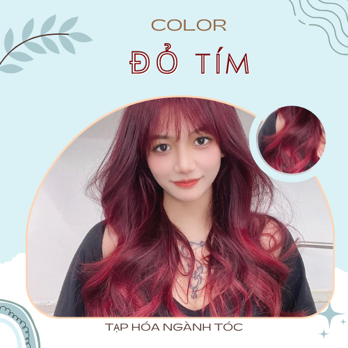 Thuốc nhuộm tóc màu Đỏ Tím + tặng trợ nhuộm