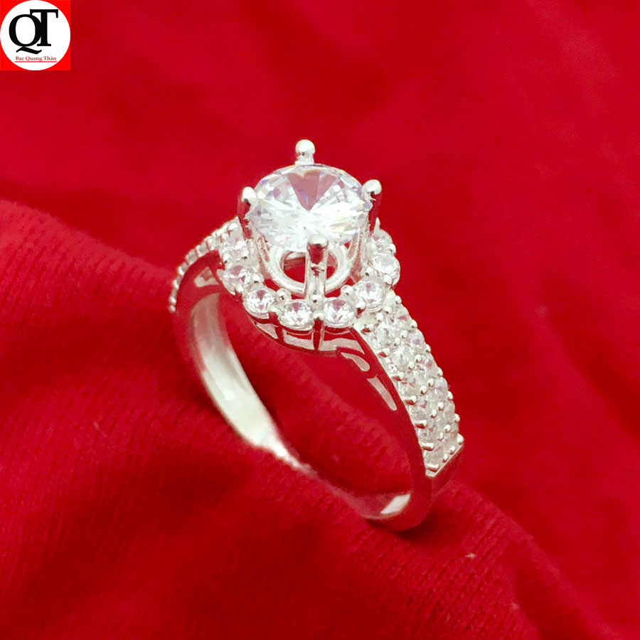 Nhẫn nữ Bạc Quang Thản mẫu ổ cao kết đá cobic trắng phong cách cá tính phù hợp đeo thời trang cho mọi lứa tuổi - QTNU73