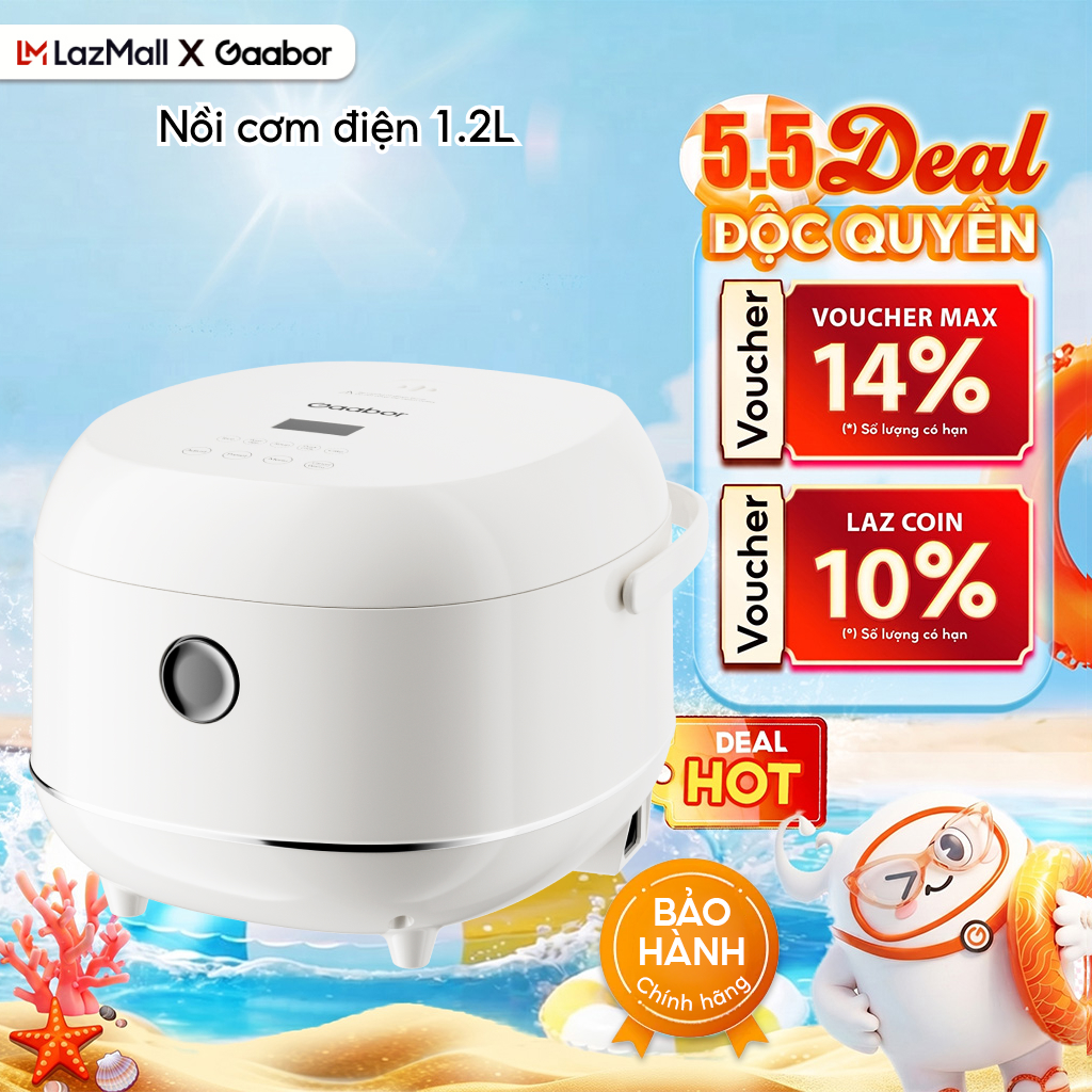 Nồi cơm điện Gaabor GR-S25D/RC-30T01A 1.2L lòng nồi chống dính bảng điều khiển dễ sử dụng nút nhấn điện tử - Bảo hành 12 tháng 1 đổi 1
