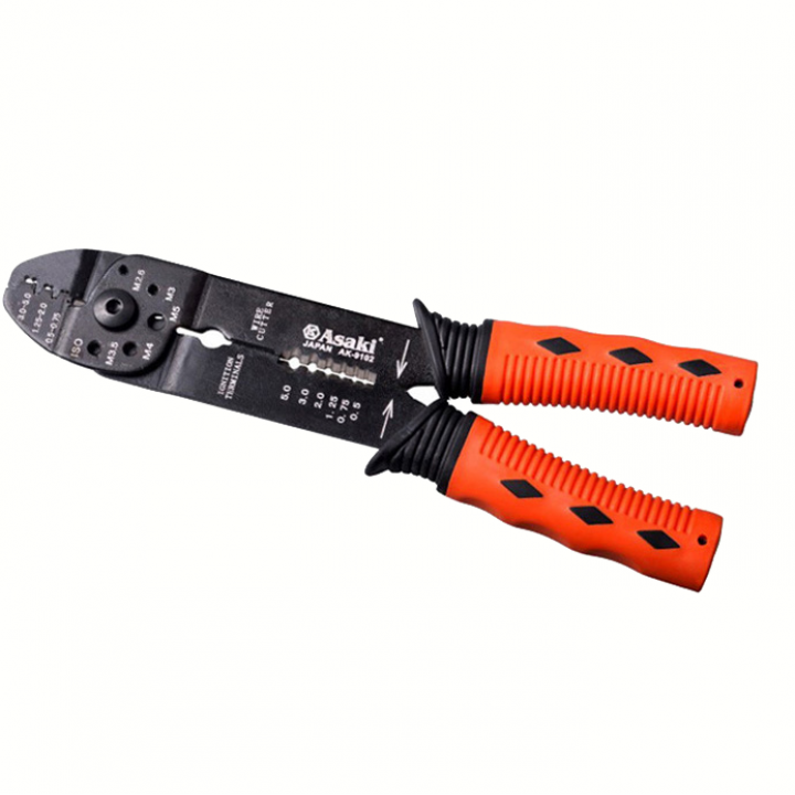 Kềm tuốt & bấm dây điện đa năng9"/225mm asaki ak-9102