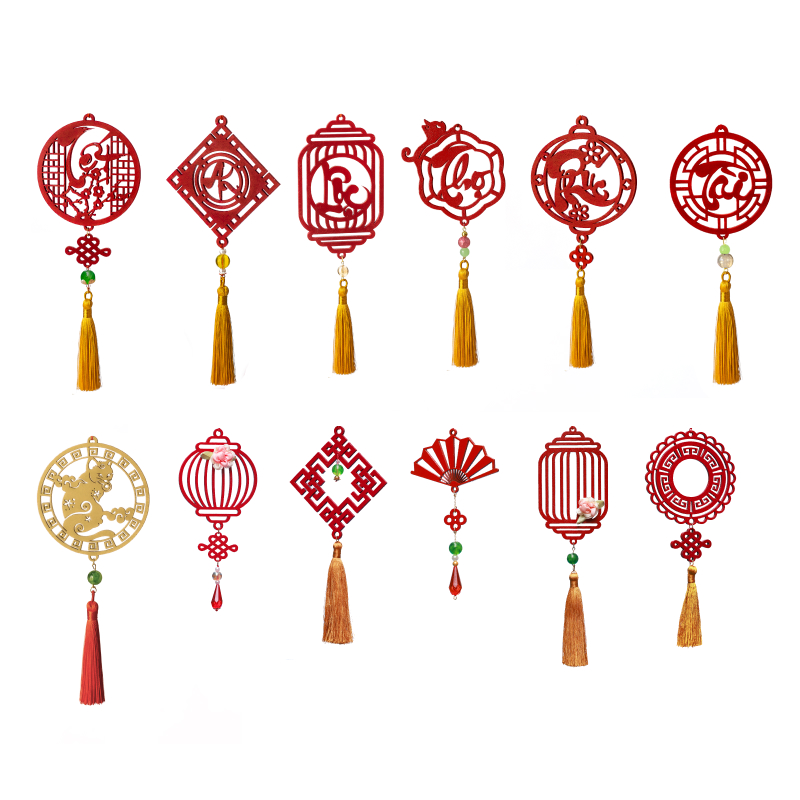 Combo 12 dây trang trí tết handmade bằng gỗ và kim loại phụ kiện trang trí cây mai, cây đào