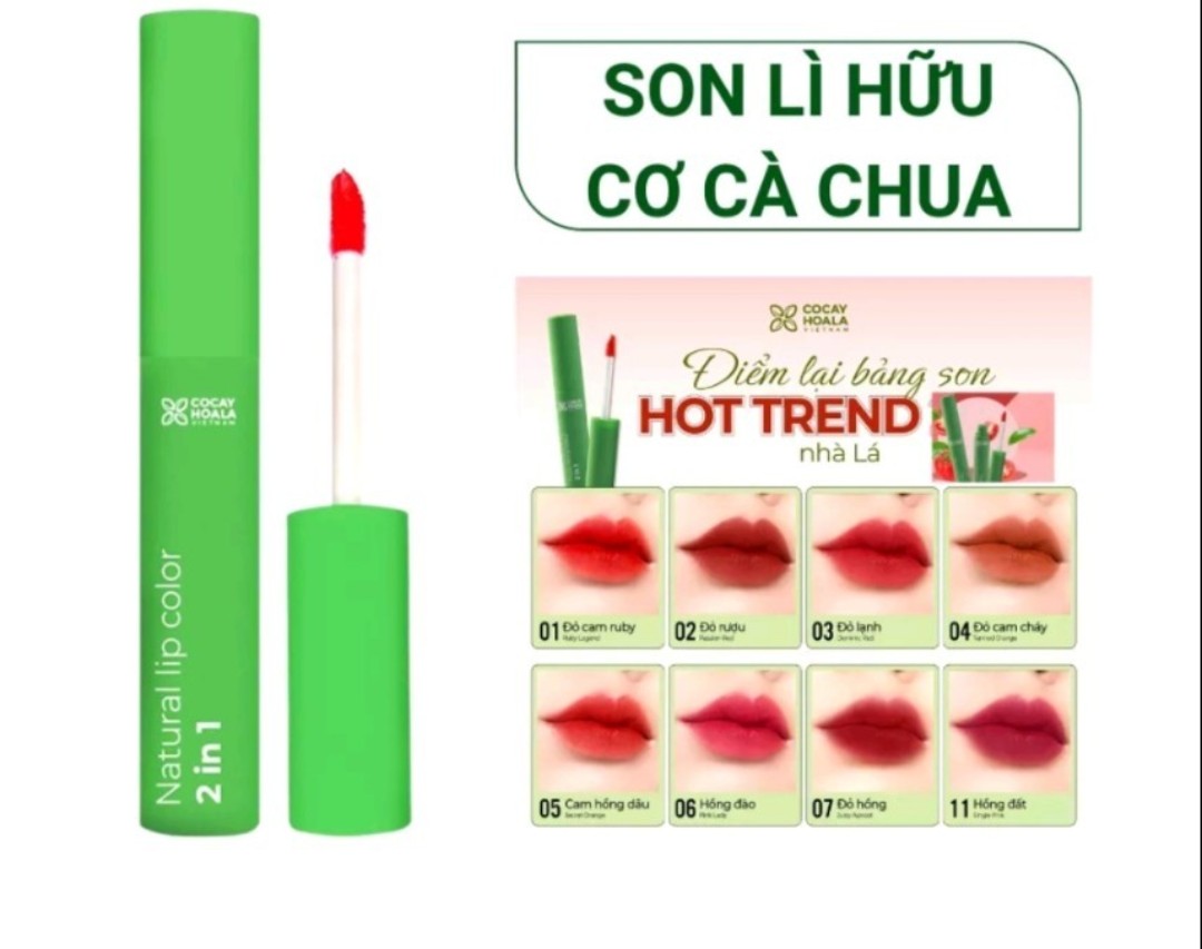 Son Môi Kem Lì Không Chì Lâu Trôi cocayhoala Cỏ Cây Hoa Lá Chính Hãng Đỏ