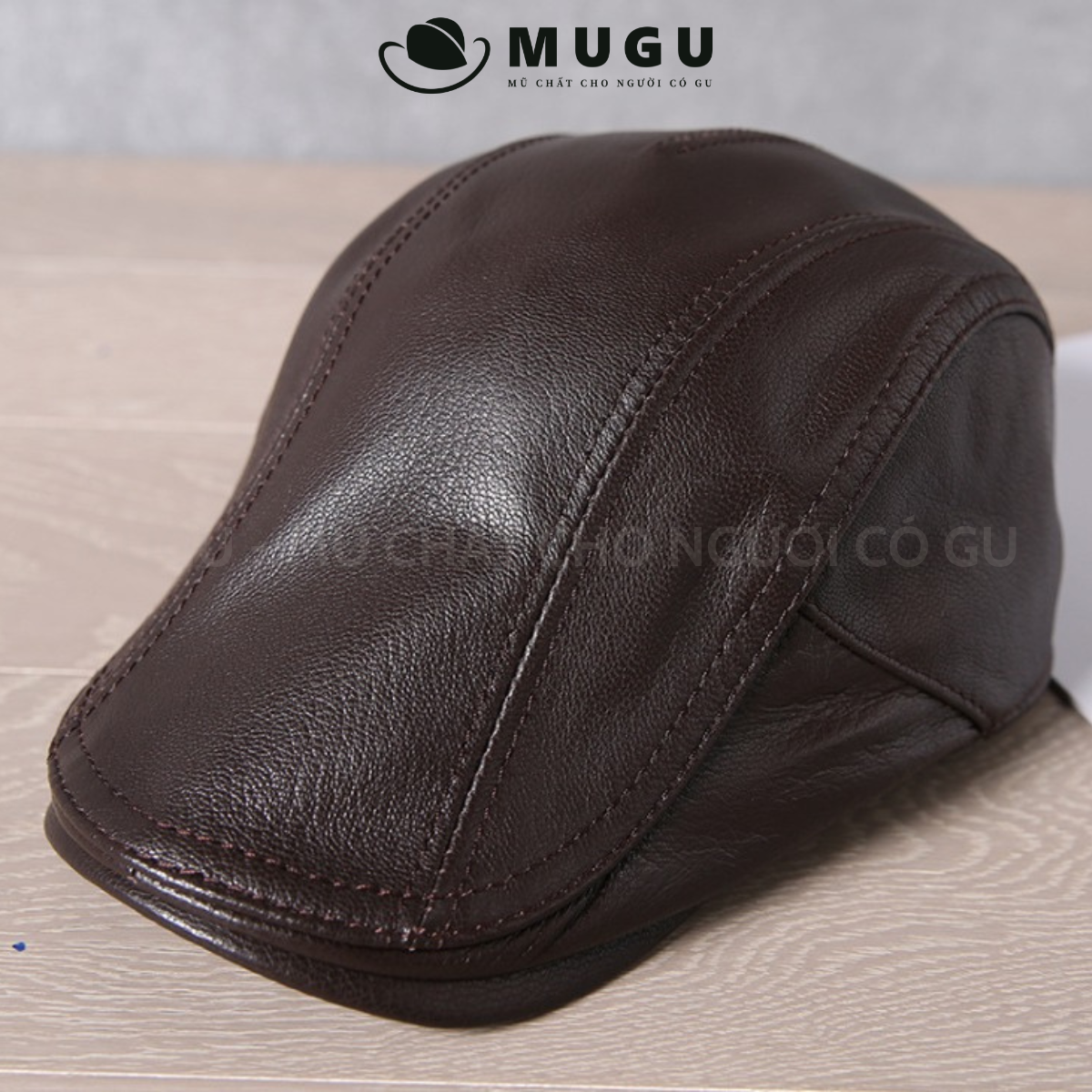 Mũ nồi da cừu úc cao cấp br21 - mũ beret da phong cách cổ điển | mugu