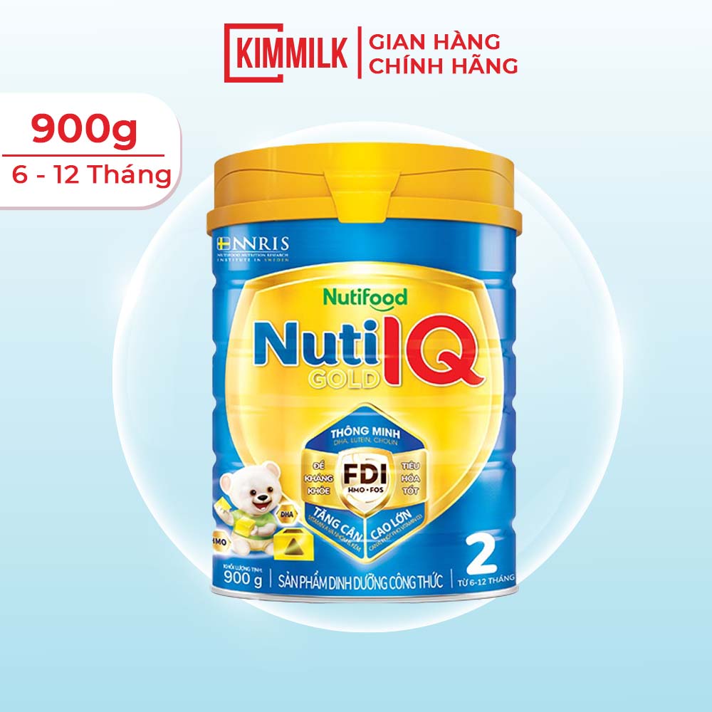 Sữa bột Nuti IQ Gold 2 dinh dưỡng phát triển trí não cho bé 6-12 tháng lon 900g