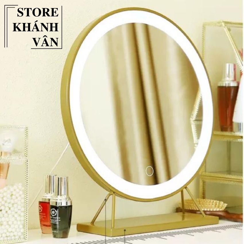Gương Tròn Để Bàn Trang Điểm, Gương Tròn Đèn Led Cảm Ứng D60, Gương trang điểm đèn led D60, Gương tròn để bàn trang điểm đèn led cảm ứng D60, Gương trang điểm cao cấp cảm ứng đèn led D60 - Thiết bị vệ sinh Khánh Vân