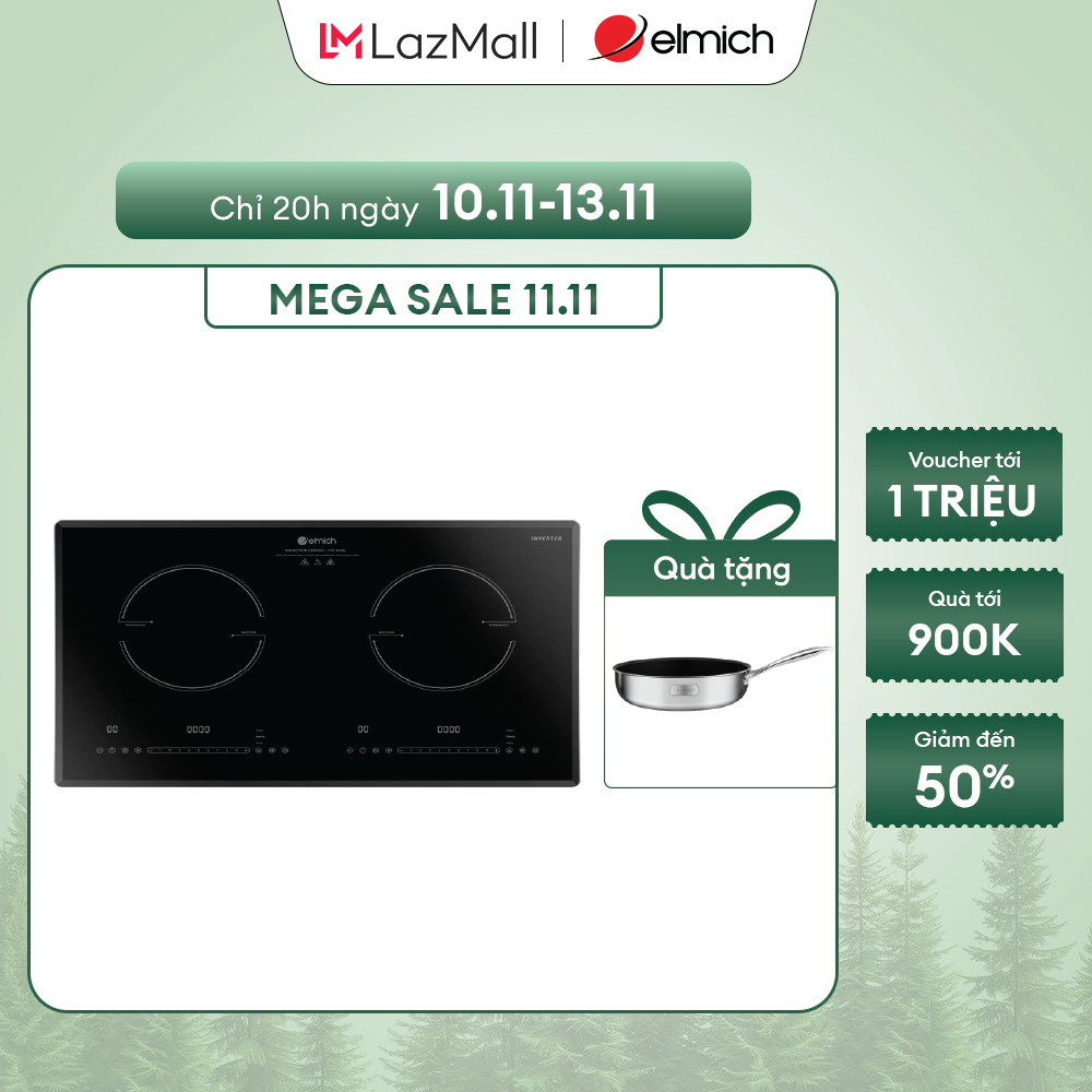 Bếp Từ Elmich ICE-3496 - Bếp Từ Đôi 730x430mm, Công Nghệ Inverter, Màu Đen