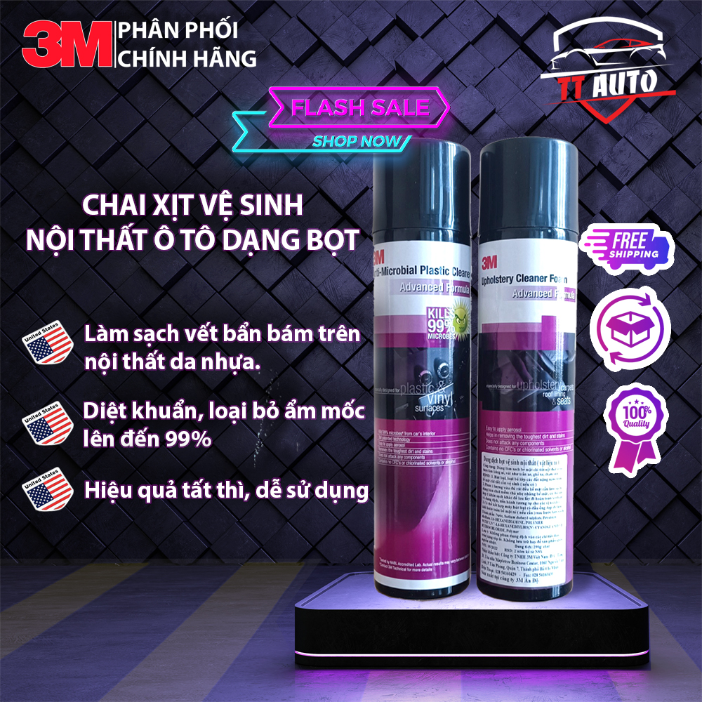 Chai xịt vệ sinh nội thất ô tô dạng bọt 3m