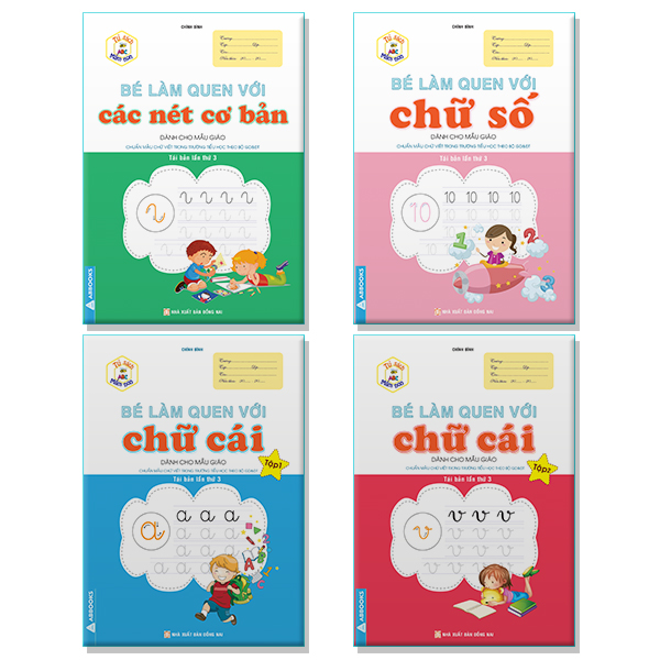 Sách - bé làm quen với chữ cái - dành cho mẫu giáo - tủ sách mầm non - trọn bộ 4 cuốn