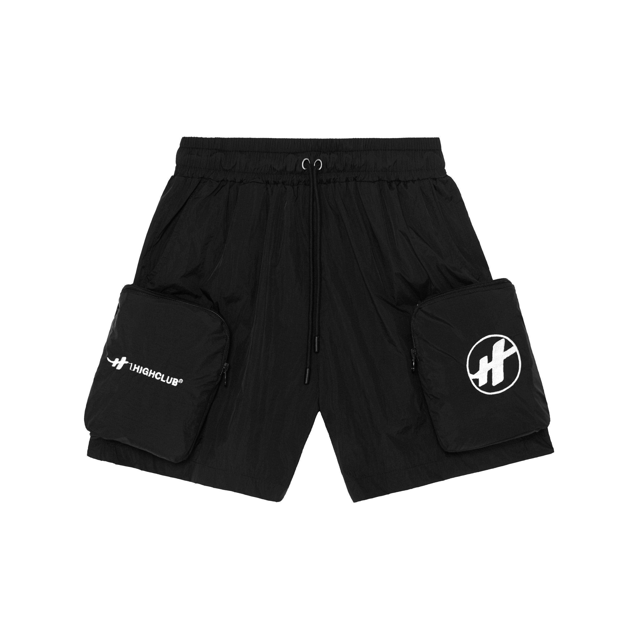 QUẦN CARGO NYLON SHORT ĐEN vải dù thêu logo HIGHCLUB