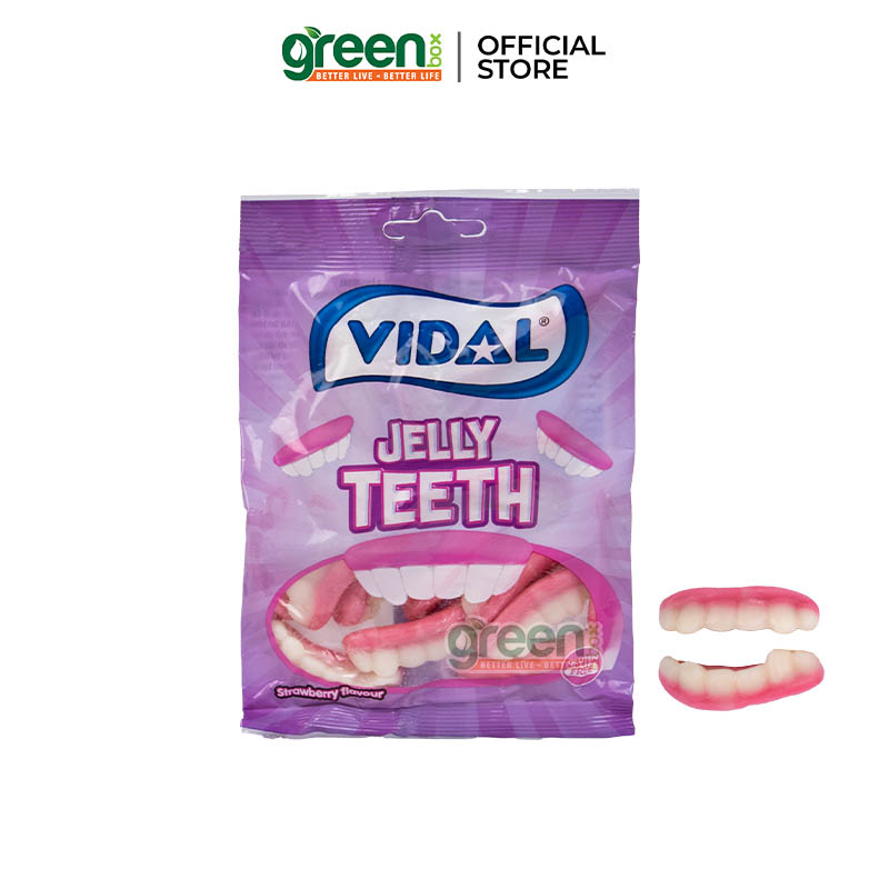 Kẹo dẻo nước ép trái cây hình hàm răng Vidal Tây Ban Nha 80g không chất béo chuyển hóa
