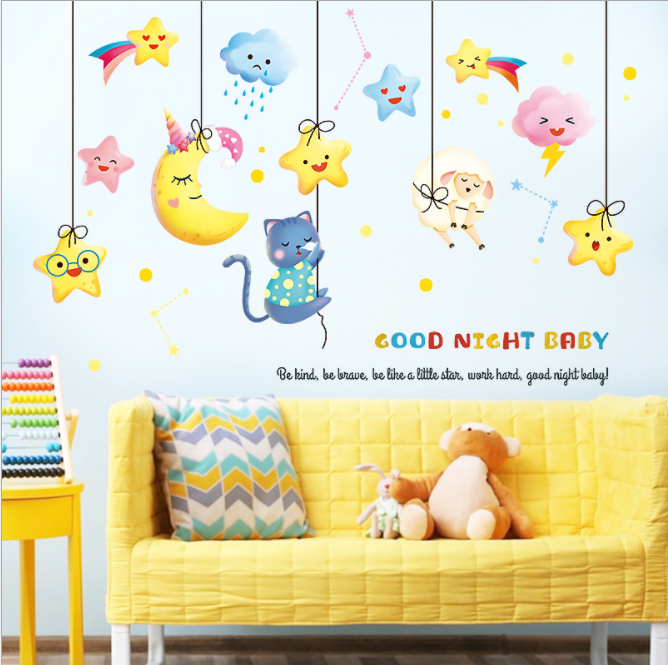 Decal dán tường trang trí trẻ em: Goodnight baby TL124