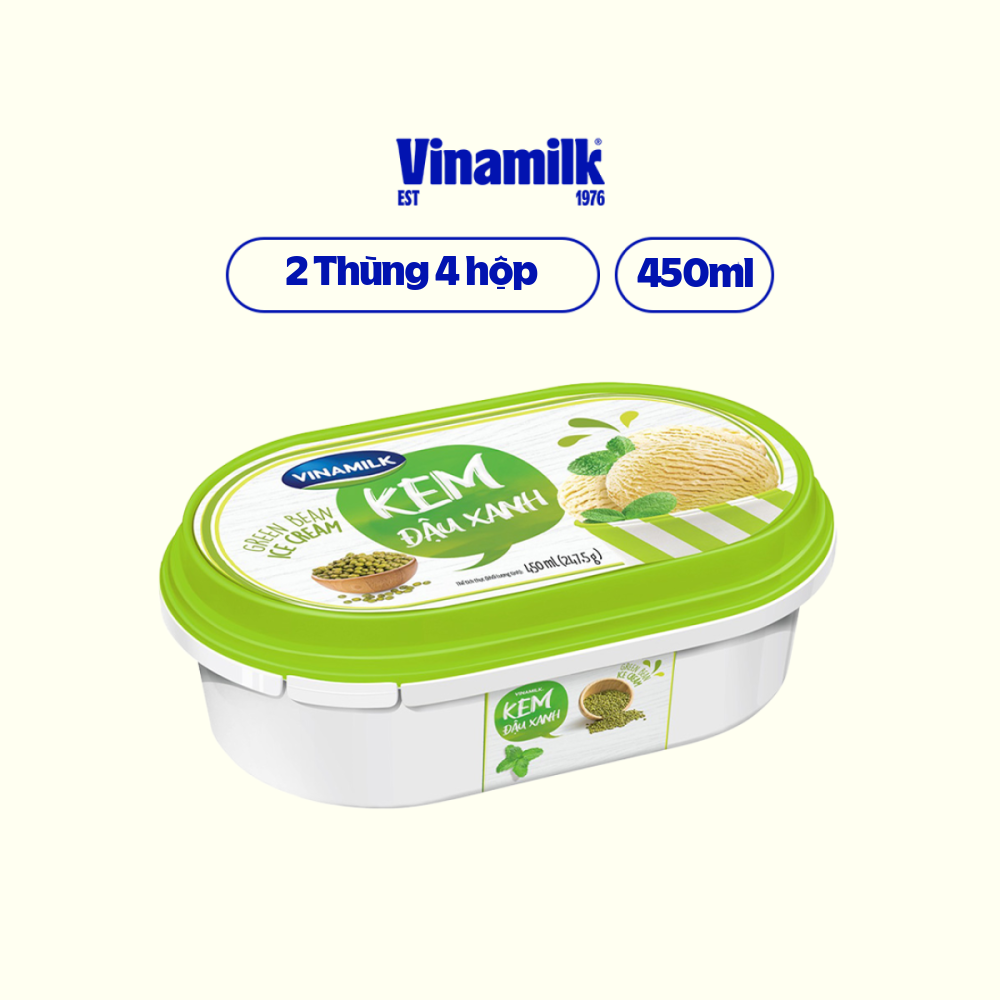 2 hộp kem vinamilk đậu xanh hộp 450ml