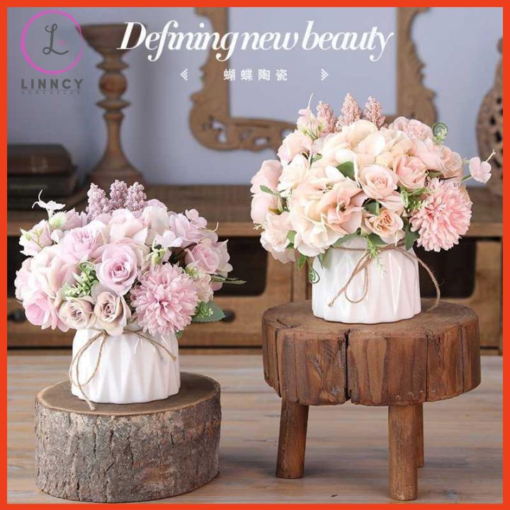Bình hoa giả, bình hoa mini để bàn cao 20cm trang trí kệ tủ, giá sách, bàn làm việc, bàn trà