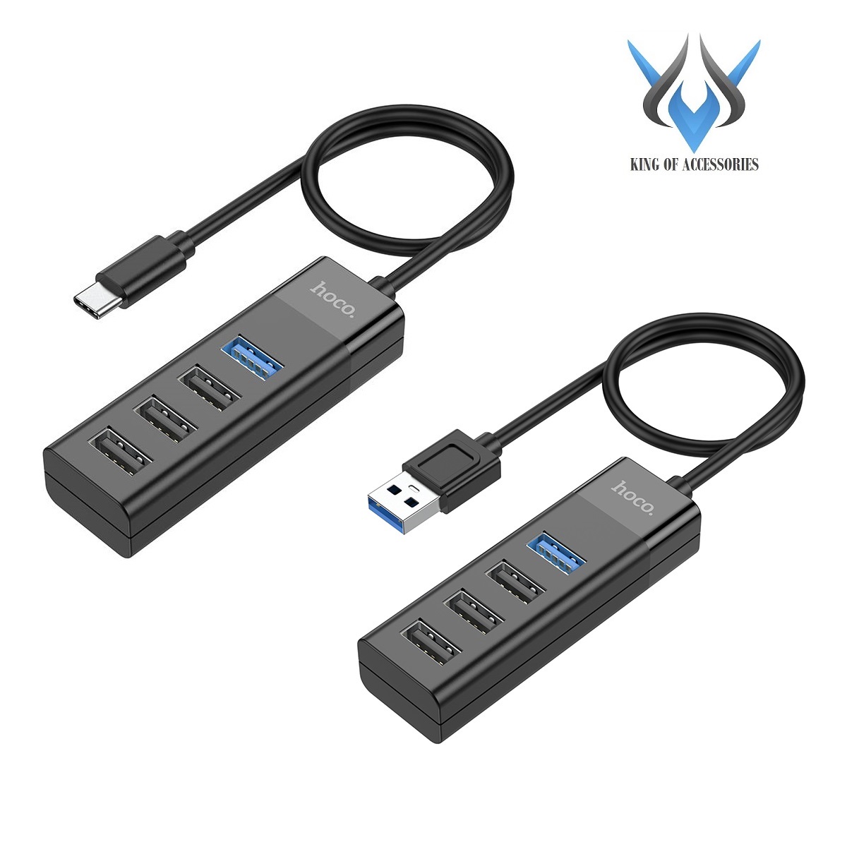 Hub chia cổng USB Hoco HB25 Type-C / USB ra 1 cổng USB 3.0 + 3 cổng USB 2.0 (Đen) - Phụ Kiện 1986