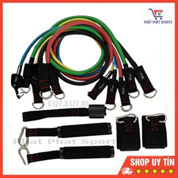 Bộ dây ngũ sắc tập gym cao cấp latex 2 lớp lực kéo 70kg bảo hành 12 tháng - 1 đổi 1 trong 1 tuần