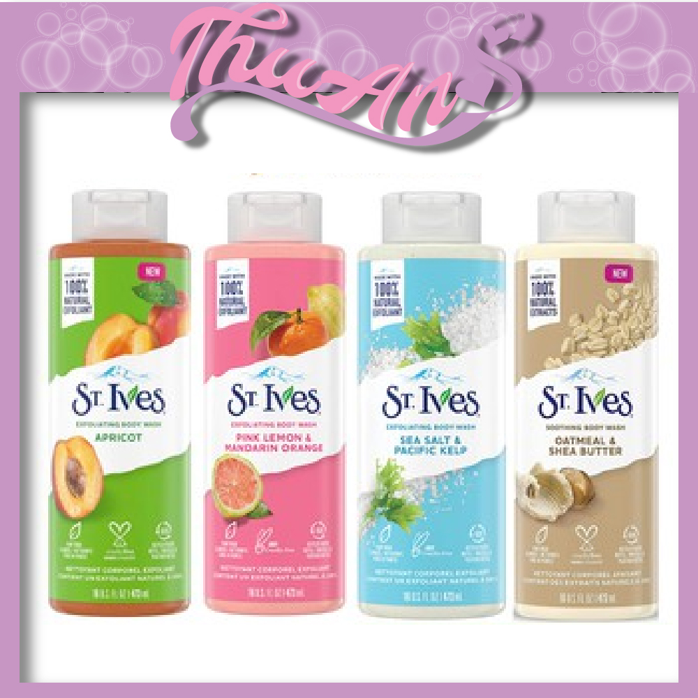 Sữa tắm ST.Ives Hương Mơ, Yến mạch Bơ, Cam chanh, Muối biển 473ml