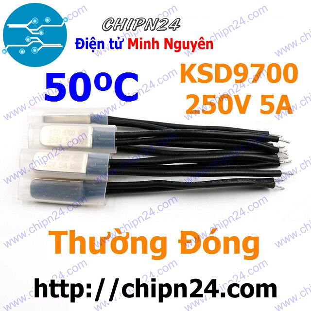 [1 cái] (F73) Cầu Chì Nhiệt KSD9700 Thường Đóng 50 Độ Kim Loại (5A 250VAC)