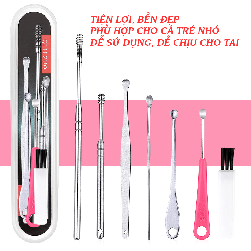 Bộ móc ngoáy tai inox tiện lợi 6 món, BỀN ĐẸP cho cả nhà