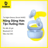 Tai Nghe Không Dây Baseus Bowie WM02 True Wireless Earphones (Bluetooth V5.3, 25h sử dụng, kích thước nhỏ gọn, thời trang, APP Control) giảm tiếng ồn, chống nước, nắp trong s