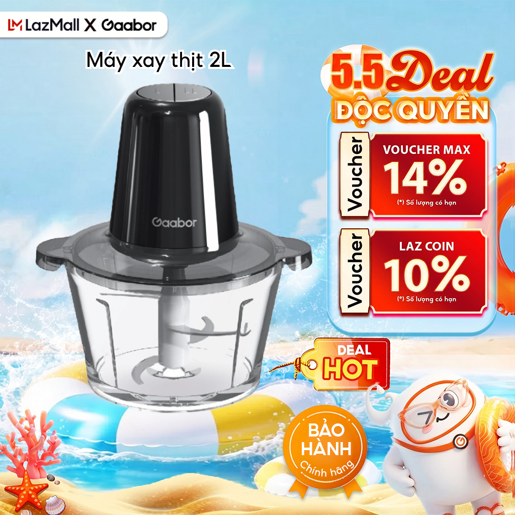 Máy xay thực phẩm đa năng MG15A2 màu đen 2L công suất 300W 2 tốc độ xay thịt cá rau củ quả, xay hạt cối thủy tinh - Bảo hành 12 tháng 1 đổi 1