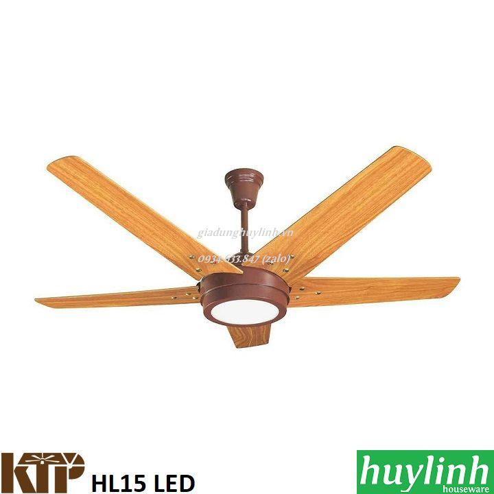 Quạt trần cánh gỗ có đèn kim thuận phong ktp hl15 led