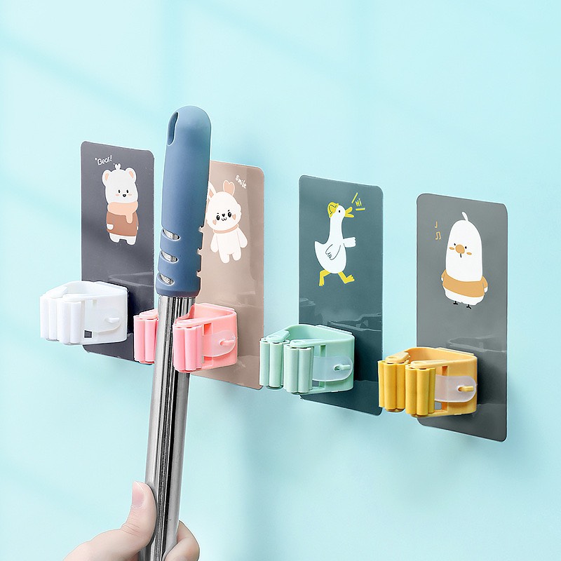 Móc Treo Chổi, Treo Cây Lau Nhà, Móc Treo Dán Tường Siêu Chịu Lực Dến 6kg