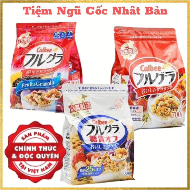 Combo 3 gói 600g + 700g +482g Ngũ cốc trái cây Calbee Nhật Bản, ngũ cốc hoa quả sấy khô, ngũ cốc dinh dưỡng, ngũ cốc sữa chua, ngũ cốc tăng cân, giảm cân cho người gầy