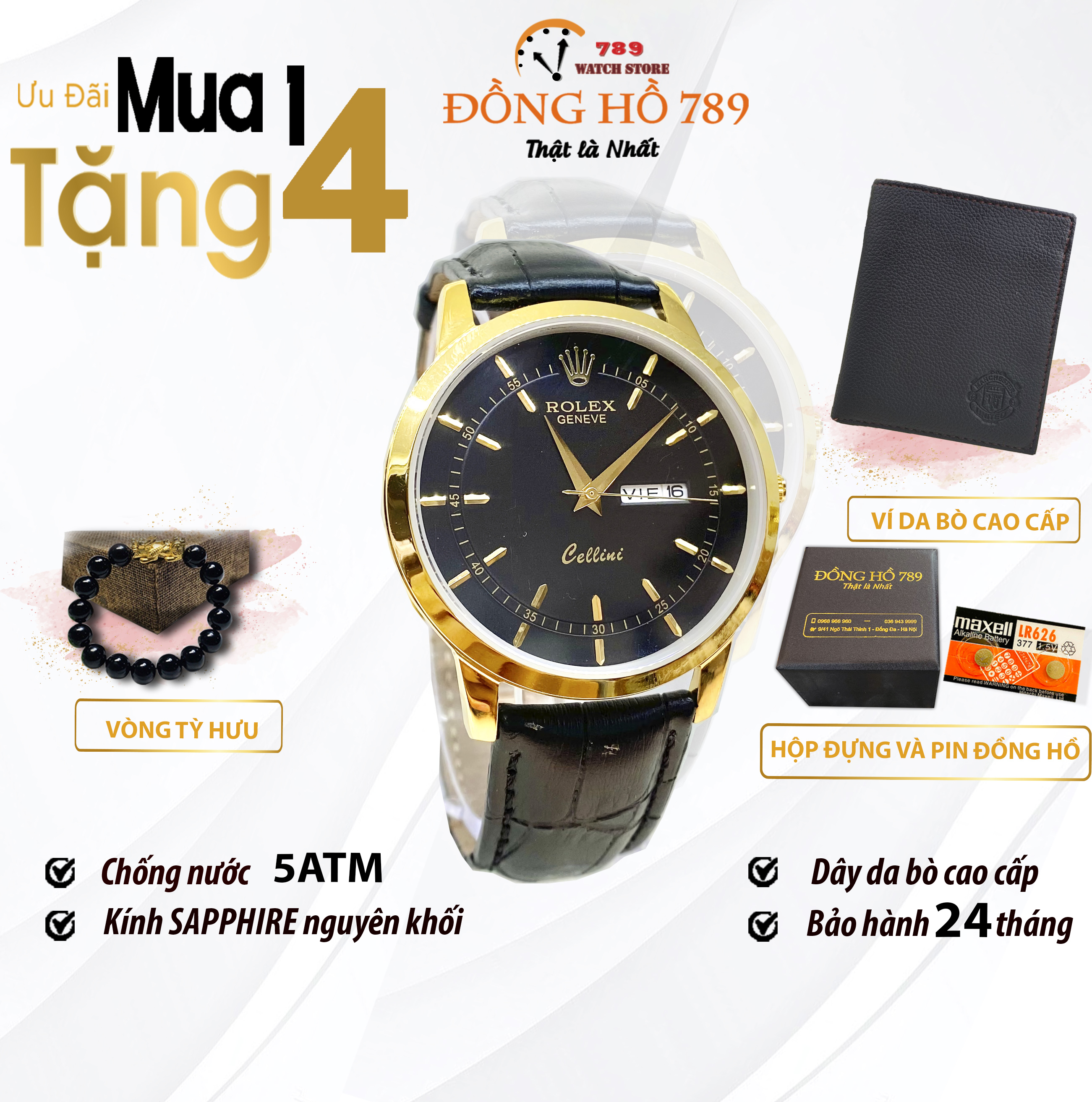 [KHUYẾN MẠI KHỦNG] TẶNG Vòng Đá tỳ Hưu + 2 pin AG4 + 1 Ví da cao cấp Khi Mua Đồng Hồ Nam R0LEX R028 Dây Da Chống Xước, Chống Nước