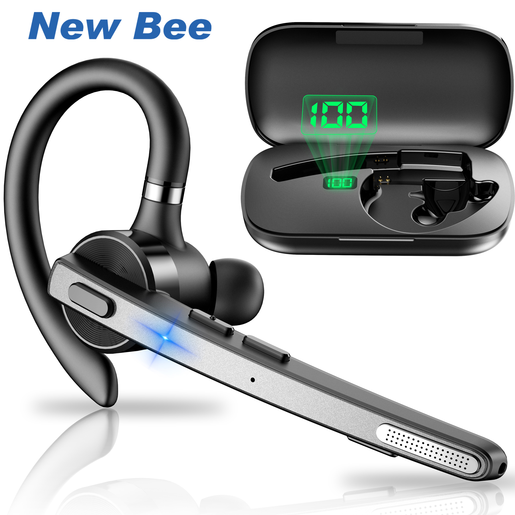 【Hàng mới đến】New Bee M53 Tai nghe Bluetooth 60 giờ ENC Tai nghe giảm tiếng ồn trong tai Tai nghe không dây Microphone kép Nút im lặng Tai nghe không dây Bluetooth Earphones