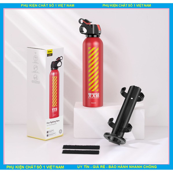 Bình cứu hỏa Mini trên xe ô tô - Baseus Fire-fighting Hero Car Fire Extinguister Dạng bột 620ml an toàn dễ sử dụng.