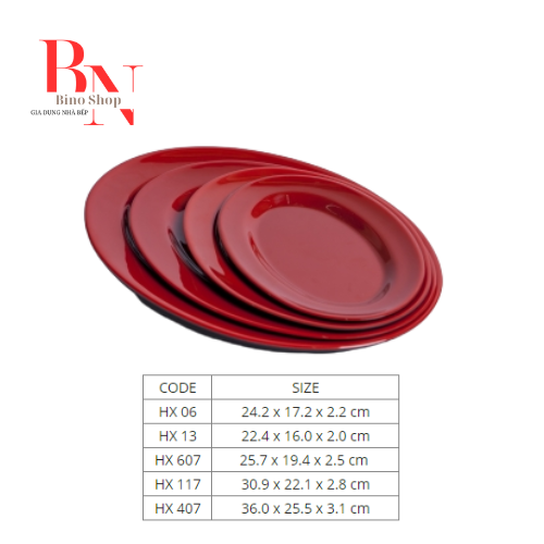 Dĩa Nhựa Hạt Xoài 2 Lớp Đỏ Đen